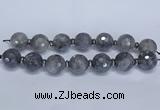 CLS301 7.5 inches 25mm faceted round large cloudy quartz beads