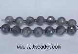 CLS301 7.5 inches 25mm faceted round large cloudy quartz beads