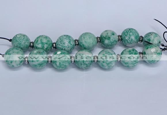 CLS302 7.5 inches 25mm faceted round large Qinghai jade beads