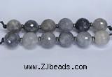 CLS351 7.5 inches 30mm faceted round large cloudy quartz beads