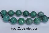 CLS352 7.5 inches 30mm faceted round large green picture jasper beads