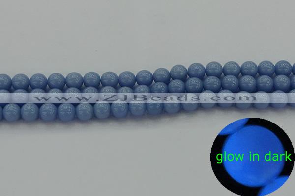 CLU102 15.5 inches 8mm round blue luminous stone beads