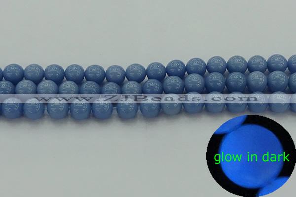 CLU103 15.5 inches 10mm round blue luminous stone beads