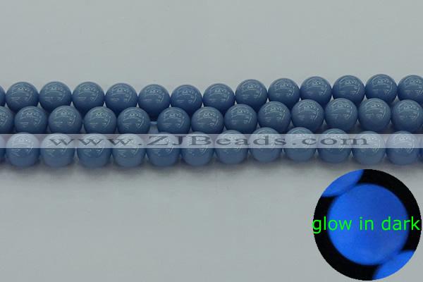 CLU104 15.5 inches 12mm round blue luminous stone beads