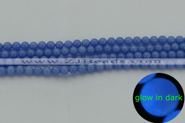 CLU110 15.5 inches 4mm round blue luminous stone beads