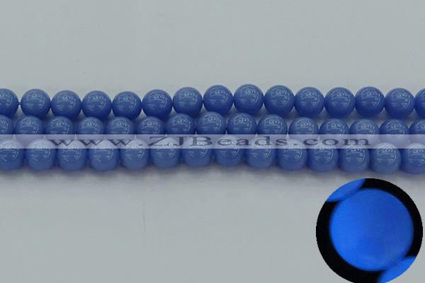 CLU113 15.5 inches 10mm round blue luminous stone beads