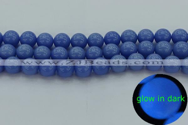 CLU115 15.5 inches 14mm round blue luminous stone beads