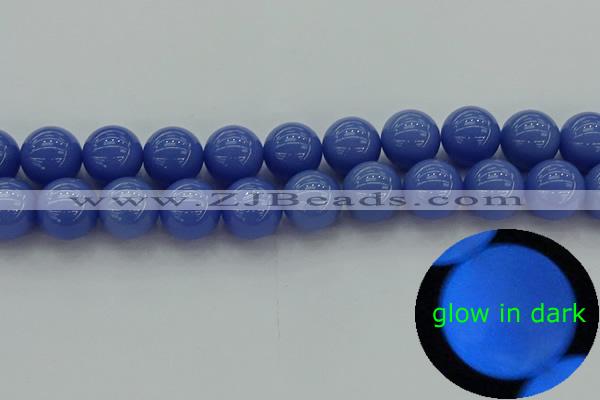 CLU116 15.5 inches 16mm round blue luminous stone beads