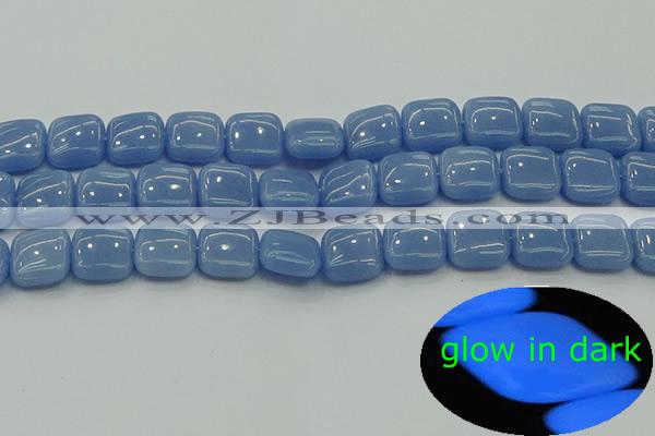 CLU152 15.5 inches 12*12mm square blue luminous stone beads