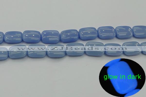 CLU167 15.5 inches 15*20mm rectangle blue luminous stone beads
