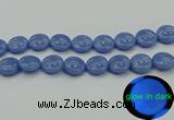 CLU175 15.5 inches 18mm flat round blue luminous stone beads