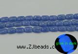 CLU201 15.5 inches 10*14mm rectangle blue luminous stone beads