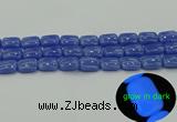 CLU202 15.5 inches 12*16mm rectangle blue luminous stone beads