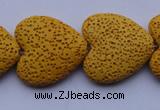 CLV18 15 inches 8*27mm heart yellow natural lava beads strand wholesale