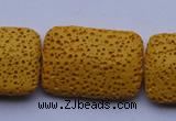CLV19 15 inches 19*28mm rectangle yellow natural lava beads wholesale