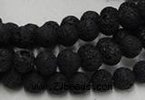 CLV211 15.5 inches 6mm round black natural lava beads wholesale