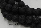 CLV212 15.5 inches 8mm round black natural lava beads wholesale