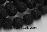 CLV215 15.5 inches 14mm round black natural lava beads wholesale