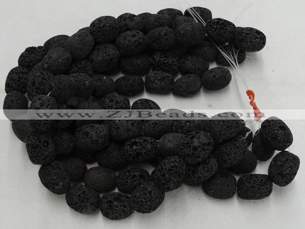 CLV217 15.5 inches 20*26mm freeform black natural lava beads wholesale