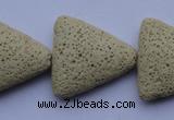 CLV23 15 inches 22*26mm triangle milk white natural lava beads wholesale