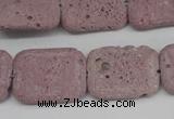 CLV301 15.5 inches 15*20mm rectangle lava beads wholesale