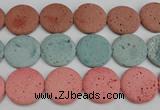 CLV308 15.5 inches 30mm flat round lava beads wholesale