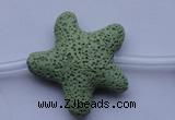 CLV33 16 inches 11*38mm star green natural lava beads wholesale