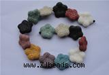 CLV38 15 inches 7*26mm star multicolor natural lava beads wholesale