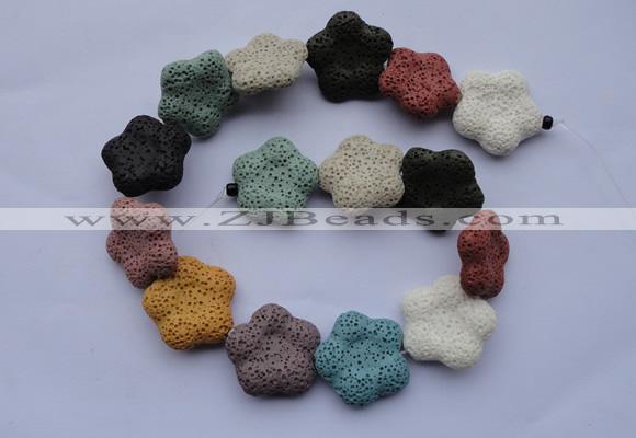 CLV38 15 inches 7*26mm star multicolor natural lava beads wholesale