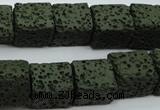 CLV391 15.5 inches 12*13*15mm cuboid dyed lava beads wholesale