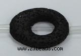 CLV43 15.5 inches 25*33mm oval black natural lava beads wholesale