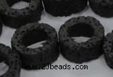 CLV46 15.5 inches 5*15mm donut shape black natural lava beads