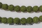 CLV460 15.5 inches 8mm round dyed green lava beads wholesale