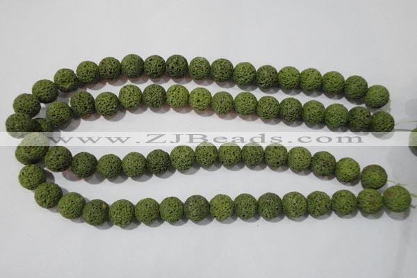 CLV461 15.5 inches 10mm round dyed green lava beads wholesale