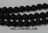 CLV483 15.5 inches 6mm round black lava beads wholesale