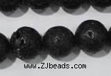 CLV488 15.5 inches 16mm round black lava beads wholesale