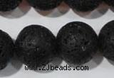 CLV490 15.5 inches 20mm round black lava beads wholesale