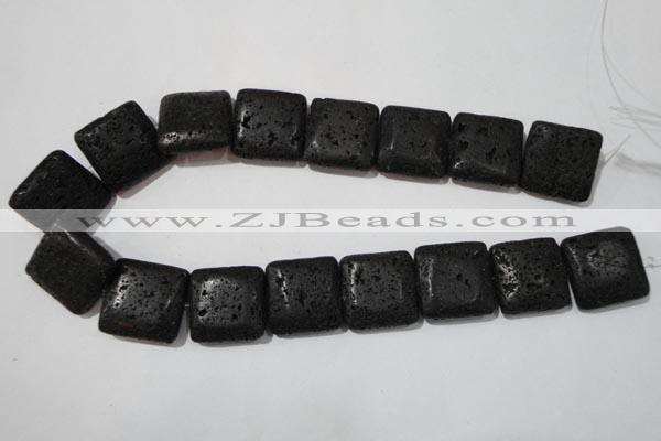 CLV496 15.5 inches 25*25mm square black lava beads wholesale