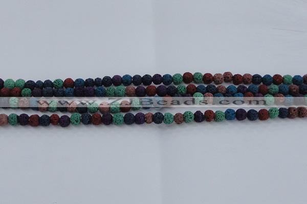 CLV520 15.5 inches 4mm round mixed lava beads wholesale
