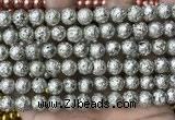 CLV530 15.5 inches 6mm round plated lava beads wholesale