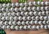 CLV531 15.5 inches 6mm round plated lava beads wholesale