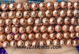 CLV532 15.5 inches 6mm round plated lava beads wholesale