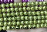 CLV535 15.5 inches 6mm round plated lava beads wholesale