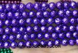 CLV539 15.5 inches 6mm round plated lava beads wholesale