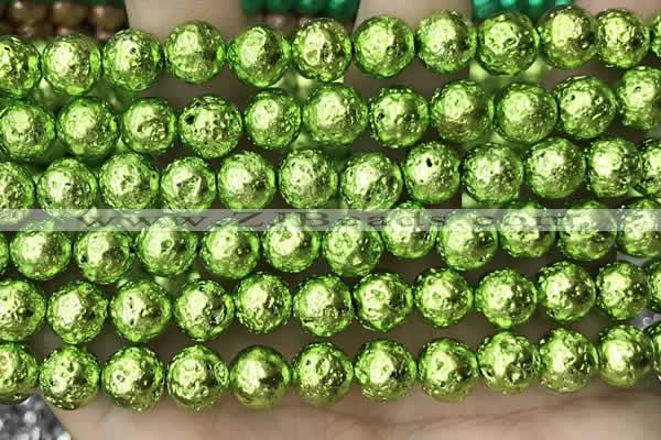 CLV546 15.5 inches 8mm round plated lava beads wholesale