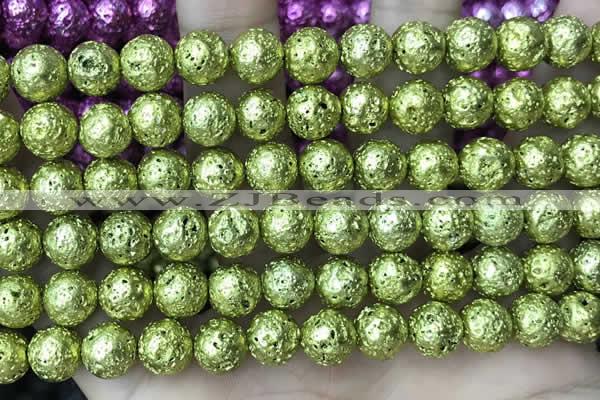 CLV555 15.5 inches 10mm round plated lava beads wholesale