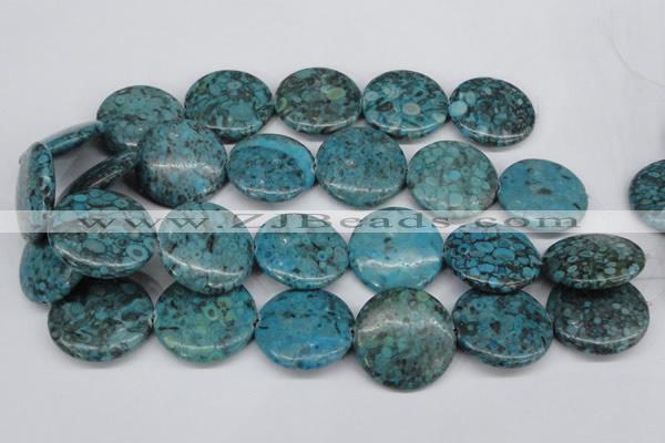CMB45 15.5 inches 30mm flat round dyed natural medical stone beads