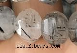 CME237 15.5 inches 10*11mm - 10*12mm pumpkin black rutilated quartz beads