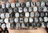 CME302 15.5 inches 8*11mm - 9*12mm pumpkin black rutilated quartz beads