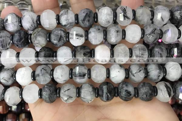 CME302 15.5 inches 8*11mm - 9*12mm pumpkin black rutilated quartz beads